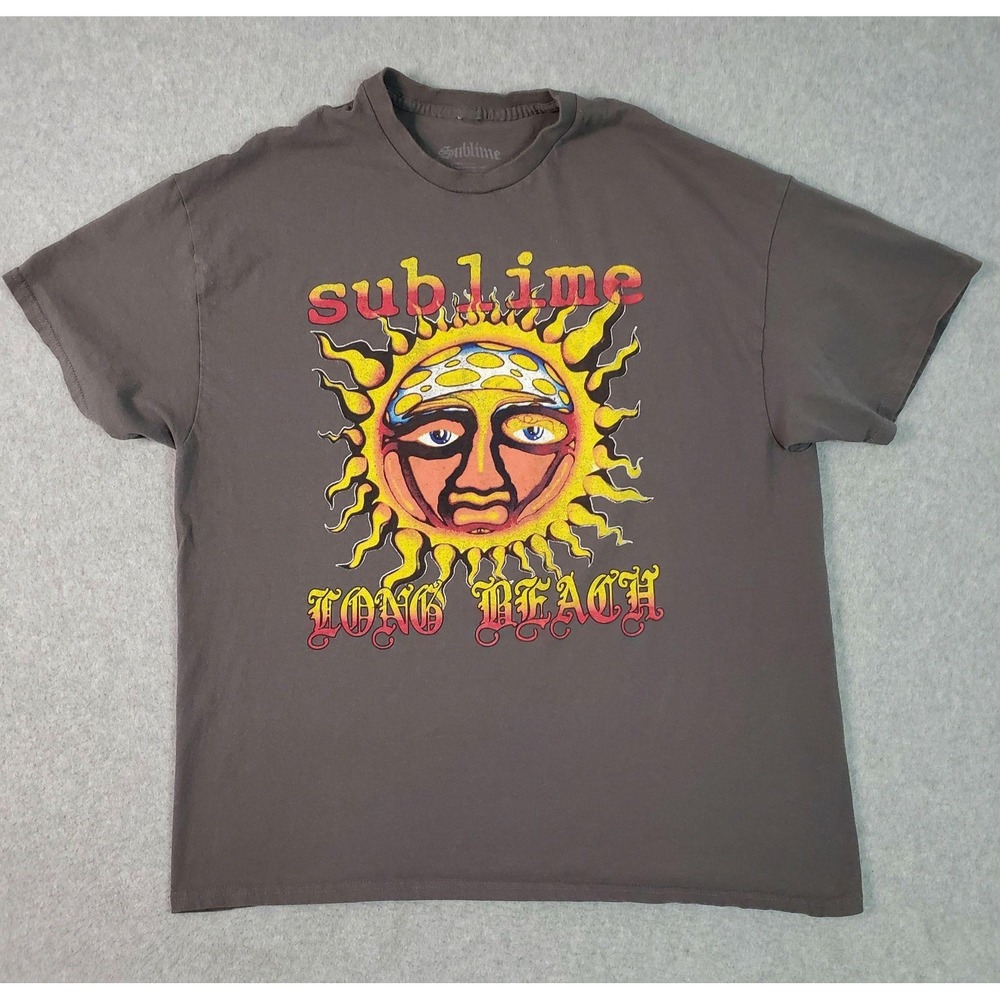 Sublime Shirt Mens XL Gray Sun Long Beach Logo Graphic Tee Rock Band Music